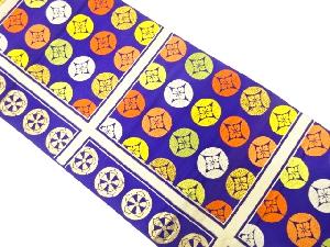 アンティーク　変わり格子に花七宝模様織り出し袋帯（材料）